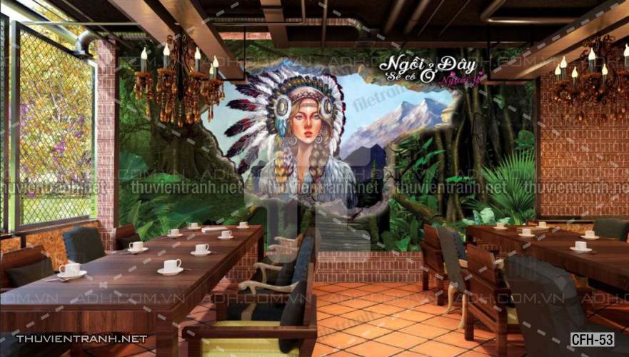 Tranh dán tường Quán Cafe, Trà Chanh, Trà sữa - Tranh tường chất lượng cao