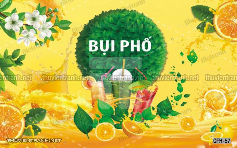 Tranh dán tường Quán Cafe, Trà Chanh, Trà sữa - Tranh tường chất lượng cao