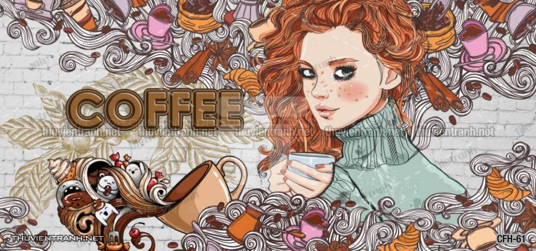 Tranh dán tường Quán Cafe, Trà Chanh, Trà sữa - Tranh tường chất lượng cao