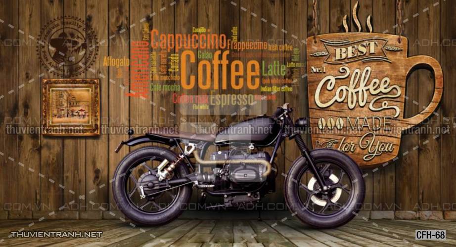 Tranh dán tường Quán Cafe, Trà Chanh, Trà sữa - Tranh tường chất lượng cao