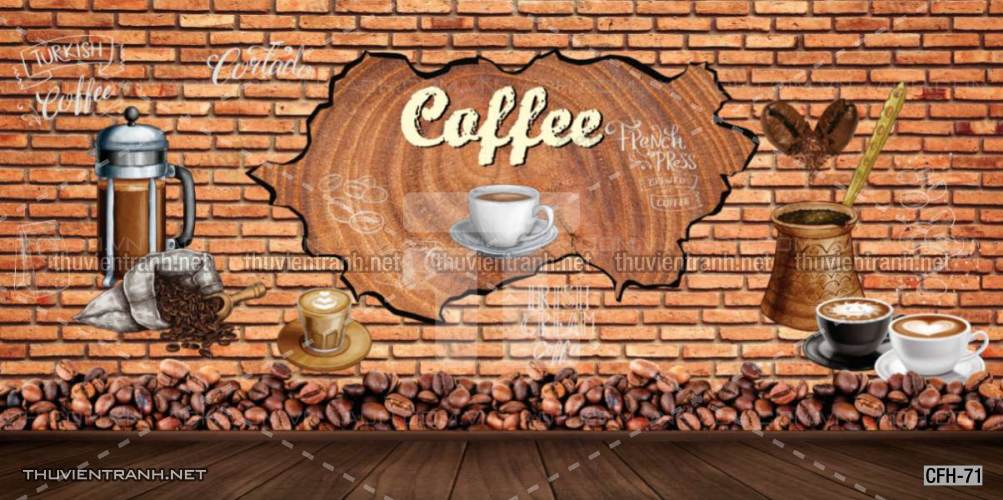 Tranh dán tường Quán Cafe, Trà Chanh, Trà sữa - Tranh tường chất lượng cao