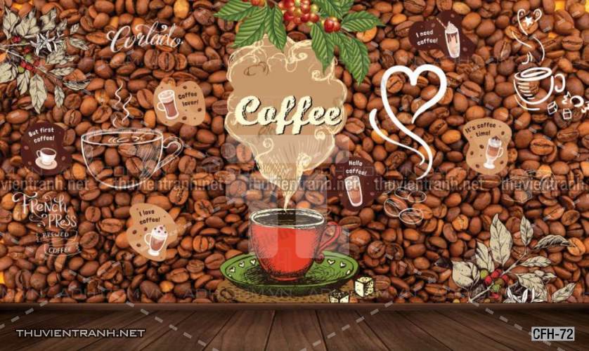 Tranh dán tường Quán Cafe, Trà Chanh, Trà sữa - Tranh tường chất lượng cao