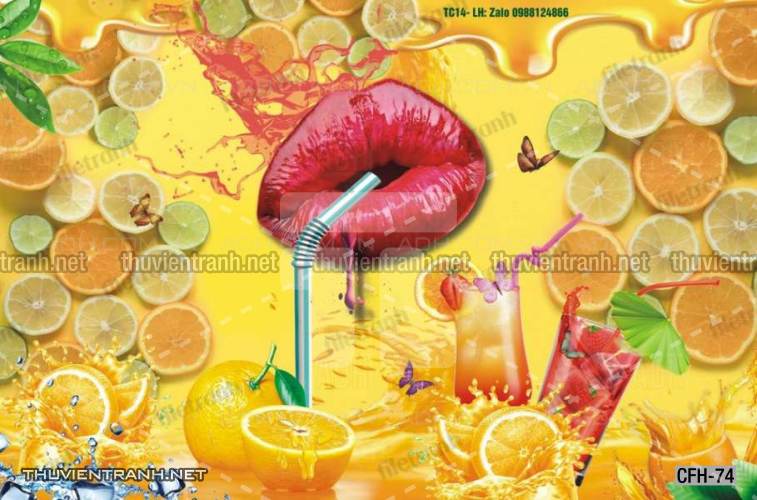 Tranh dán tường Quán Cafe, Trà Chanh, Trà sữa - Tranh tường chất lượng cao