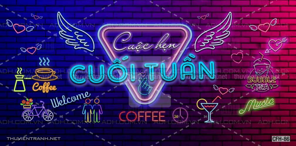 Tranh dán tường Quán Cafe, Trà Chanh, Trà sữa - Tranh tường chất lượng cao