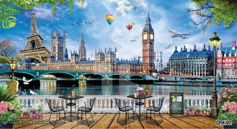 Tranh dán tường Quán Cafe, Trà Chanh, Trà sữa - Tranh tường chất lượng cao