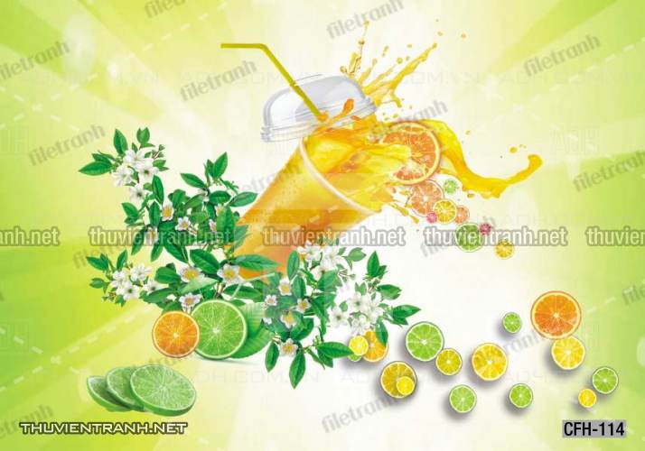 Tranh dán tường Quán Cafe, Trà Chanh, Trà sữa - Tranh tường chất lượng cao