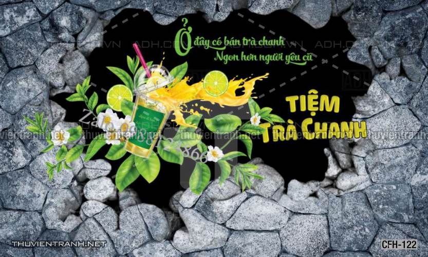 Tranh dán tường Quán Cafe, Trà Chanh, Trà sữa - Tranh tường chất lượng cao