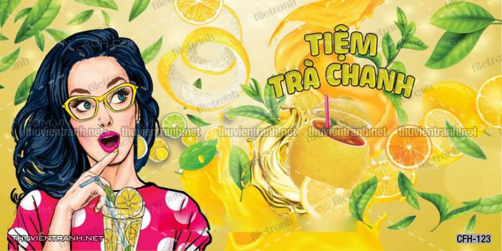  Tranh dán tường Quán Cafe, Trà Chanh, Trà sữa - Tranh tường chất lượng cao