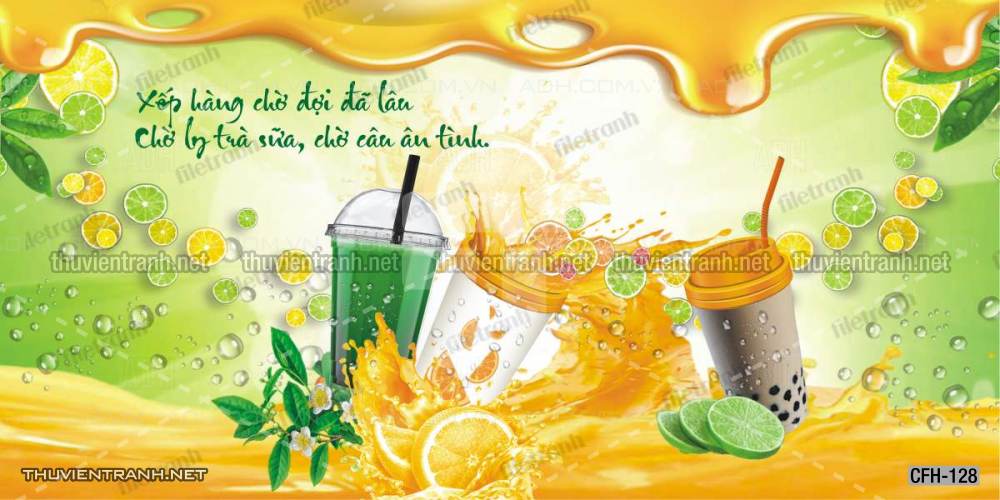  Tranh dán tường Quán Cafe, Trà Chanh, Trà sữa - Tranh tường chất lượng cao