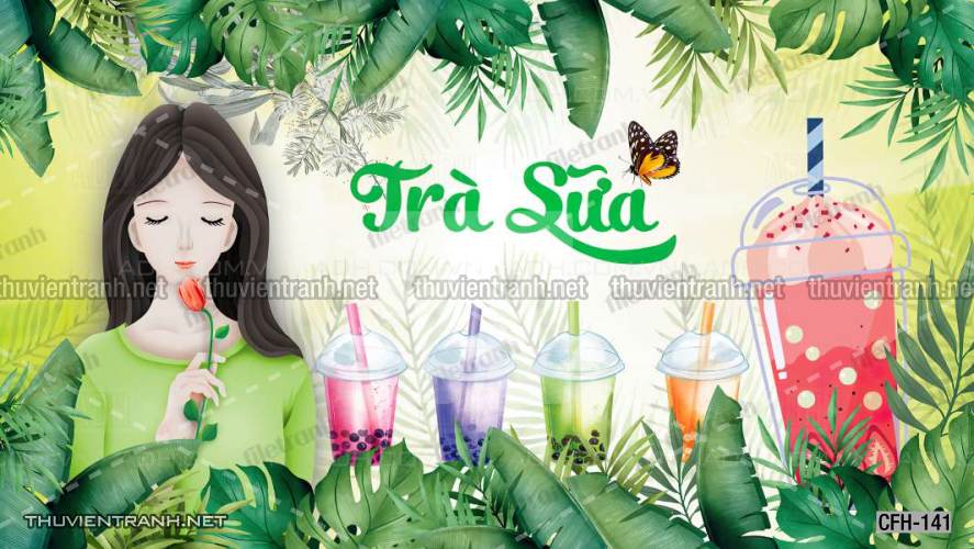  Tranh dán tường Quán Cafe, Trà Chanh, Trà sữa - Tranh tường chất lượng cao