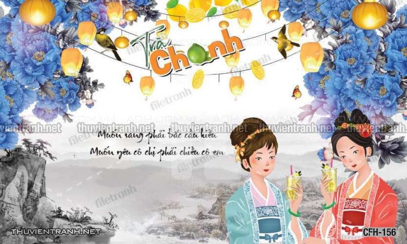  Tranh dán tường Quán Cafe, Trà Chanh, Trà sữa - Tranh tường chất lượng cao