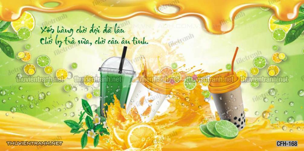  Tranh dán tường Quán Cafe, Trà Chanh, Trà sữa - Tranh tường chất lượng cao