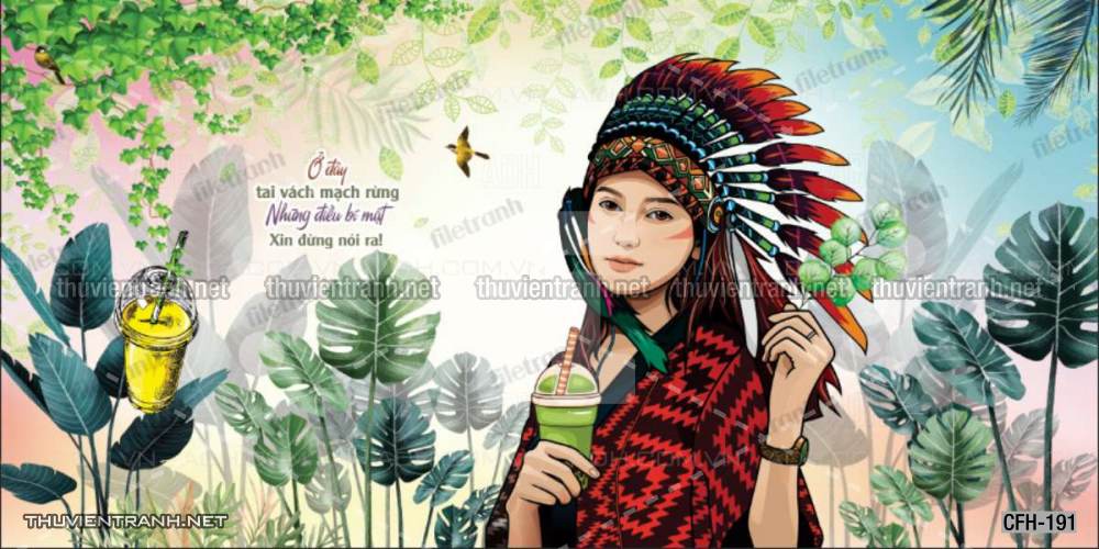  Tranh dán tường Quán Cafe, Trà Chanh, Trà sữa - Tranh tường chất lượng cao