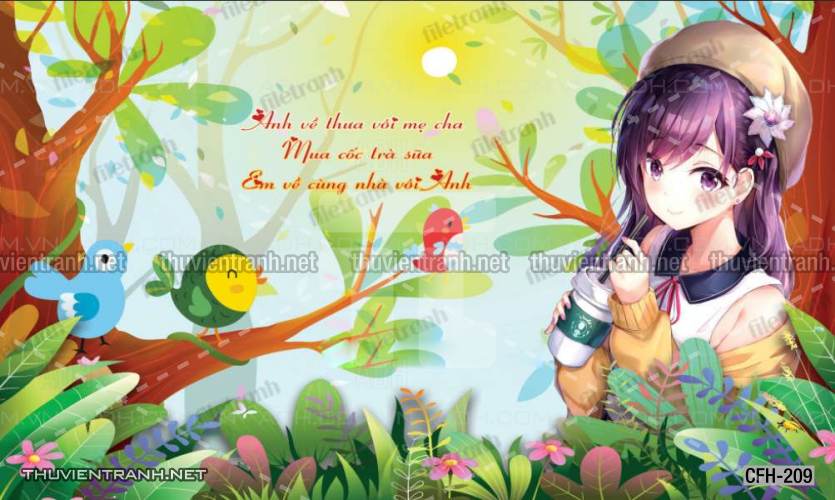 Tranh dán tường Quán Cafe, Trà Chanh, Trà sữa - Tranh tường chất lượng cao