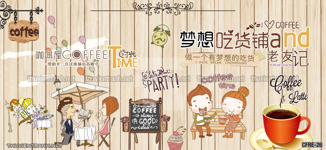  Tranh dán tường Cafe, tranh dán tường quán cafe phong cách hoài cổ (Retro) - Tranh tường chất lượng cao