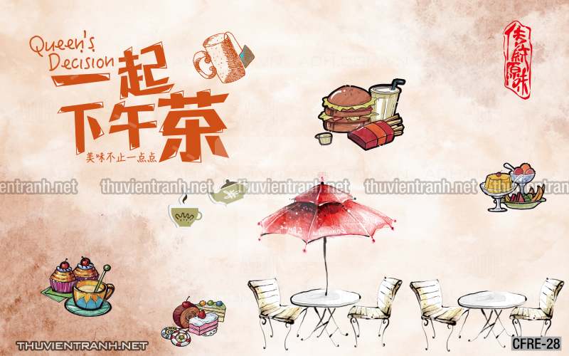  Tranh dán tường Cafe, tranh dán tường quán cafe phong cách hoài cổ (Retro) - Tranh tường chất lượng cao