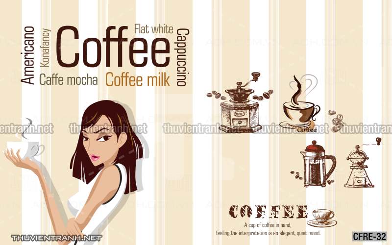  Tranh dán tường Cafe, tranh dán tường quán cafe phong cách hoài cổ (Retro) - Tranh tường chất lượng cao