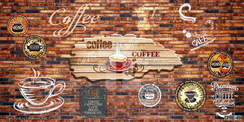  Tranh dán tường Cafe, tranh dán tường quán cafe phong cách hoài cổ (Retro) - Tranh tường chất lượng cao