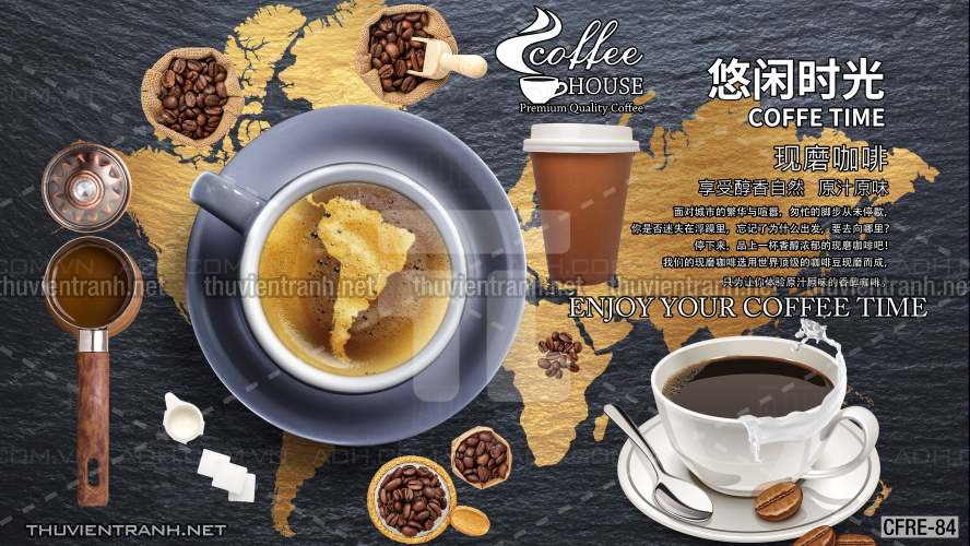  Tranh dán tường Cafe, tranh dán tường quán cafe phong cách hoài cổ (Retro) - Tranh tường chất lượng cao