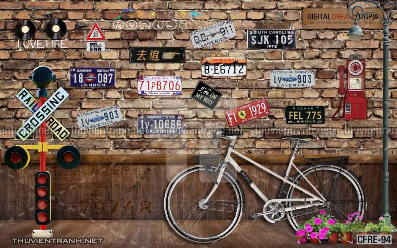  Tranh dán tường Cafe, tranh dán tường quán cafe phong cách hoài cổ (Retro) - Tranh tường chất lượng cao