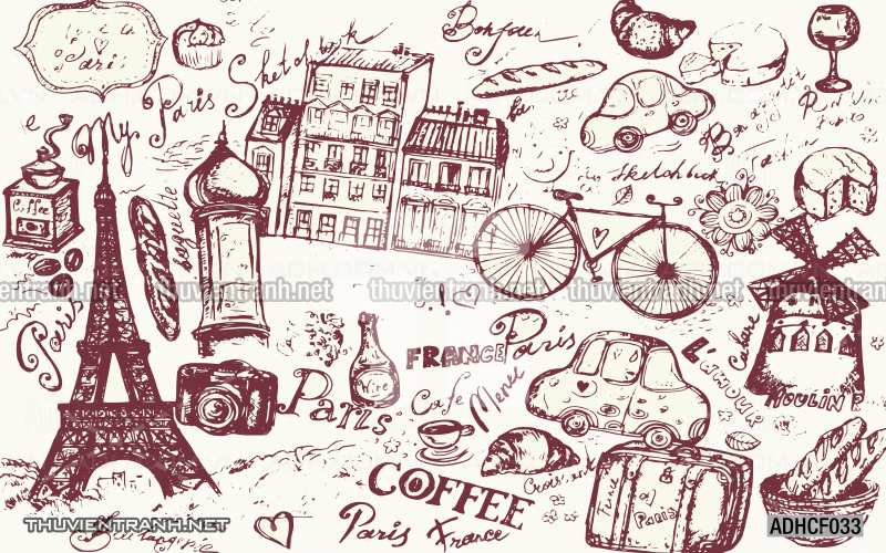  Tranh dán tường Cafe, tranh dán tường quán cafe phong cách cũ, cổ. - Tranh tường chất lượng cao