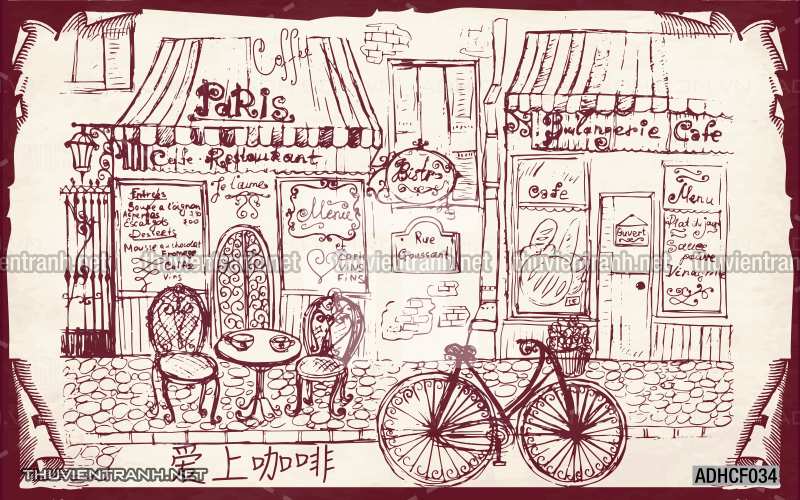  Tranh dán tường Cafe, tranh dán tường quán cafe phong cách cũ, cổ. - Tranh tường chất lượng cao