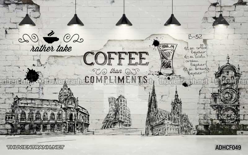  Tranh dán tường Cafe, tranh dán tường quán cafe phong cách cũ, cổ. - Tranh tường chất lượng cao