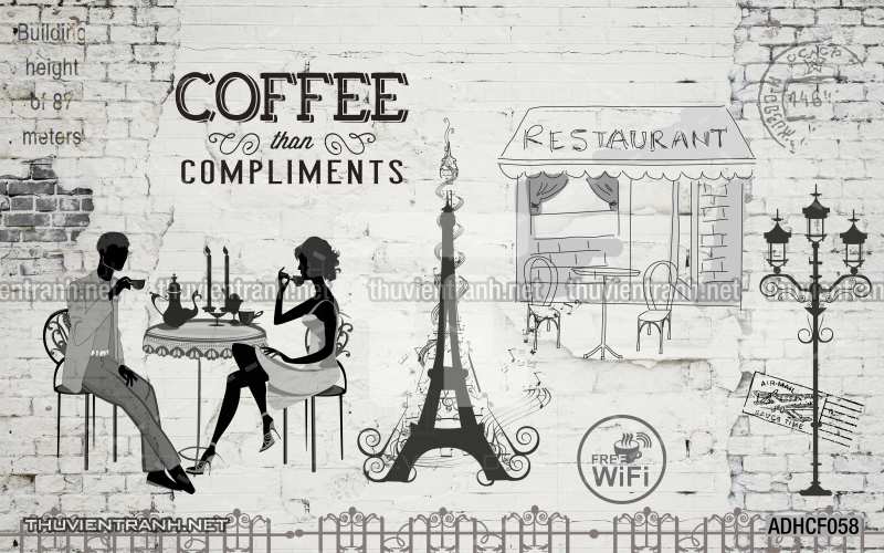  Tranh dán tường Cafe, tranh dán tường quán cafe phong cách cũ, cổ. - Tranh tường chất lượng cao