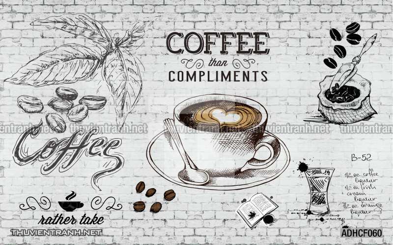  Tranh dán tường Cafe, tranh dán tường quán cafe phong cách cũ, cổ. - Tranh tường chất lượng cao