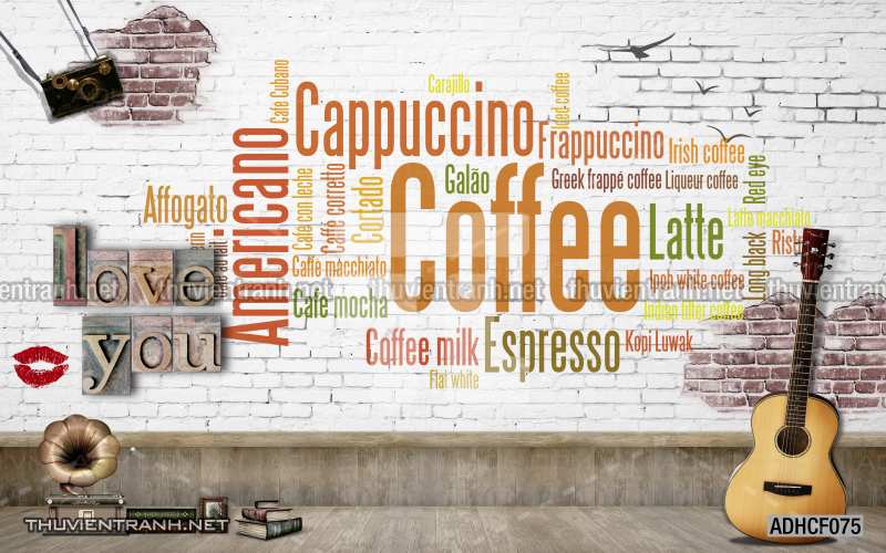  Tranh dán tường Cafe, tranh dán tường quán cafe phong cách cũ, cổ. - Tranh tường chất lượng cao