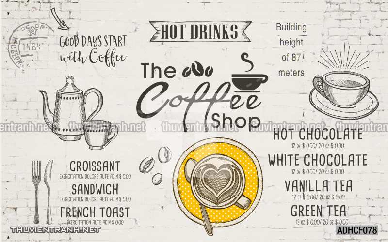  Tranh dán tường Cafe, tranh dán tường quán cafe phong cách cũ, cổ. - Tranh tường chất lượng cao