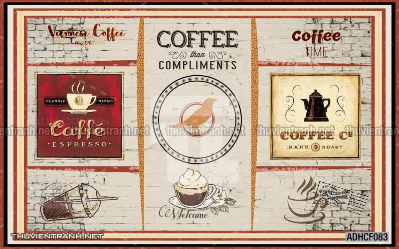  Tranh dán tường Cafe, tranh dán tường quán cafe phong cách cũ, cổ. - Tranh tường chất lượng cao