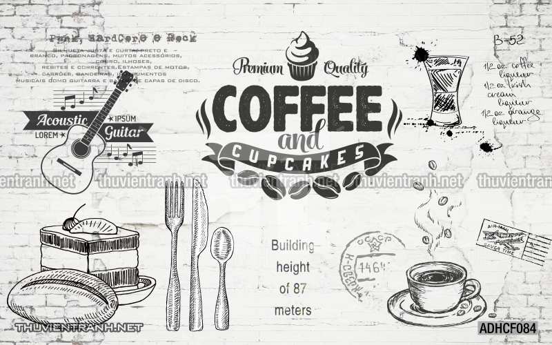  Tranh dán tường Cafe, tranh dán tường quán cafe phong cách cũ, cổ. - Tranh tường chất lượng cao