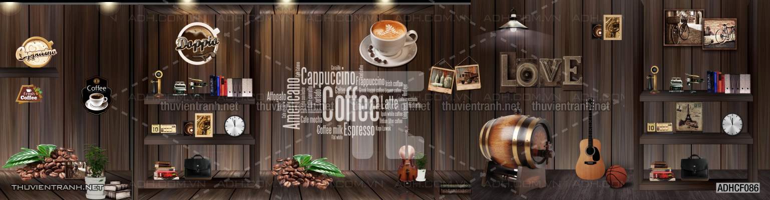  Tranh dán tường Cafe, tranh dán tường quán cafe phong cách cũ, cổ. - Tranh tường chất lượng cao