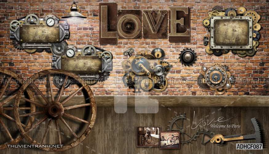  Tranh dán tường Cafe, tranh dán tường quán cafe phong cách cũ, cổ. - Tranh tường chất lượng cao