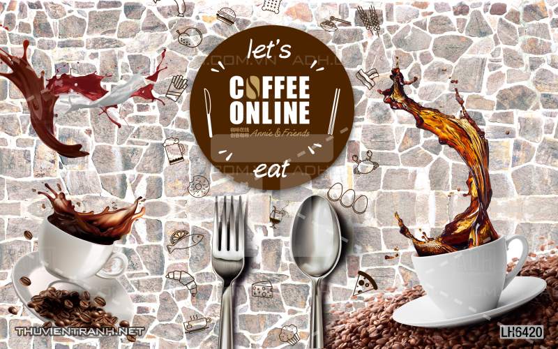 Tranh dán tường Quán  Cafe - Tranh tường chất lượng cao