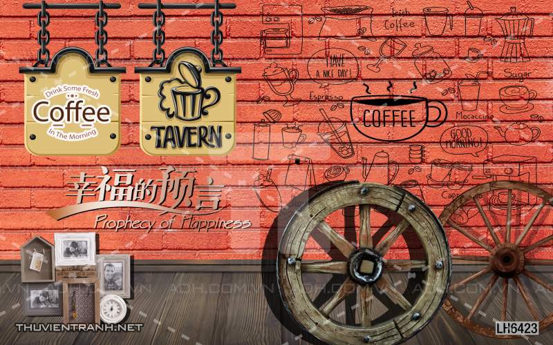 Tranh dán tường Quán  Cafe - Tranh tường chất lượng cao