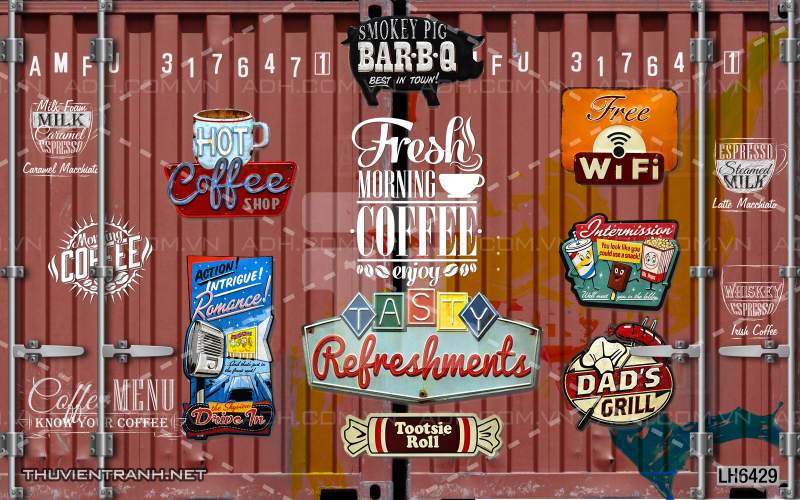 Tranh dán tường Quán  Cafe - Tranh tường chất lượng cao
