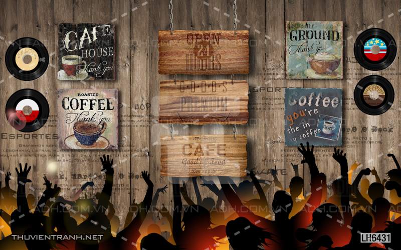 Tranh dán tường Quán  Cafe - Tranh tường chất lượng cao