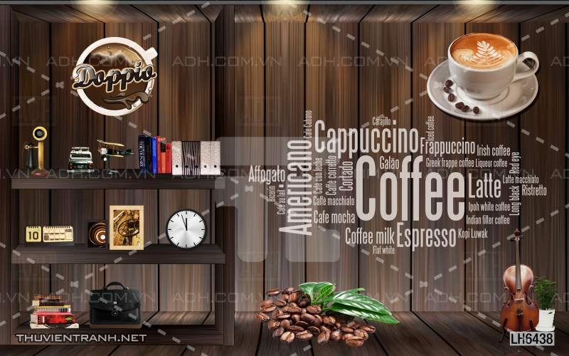 Tranh dán tường Quán  Cafe - Tranh tường chất lượng cao