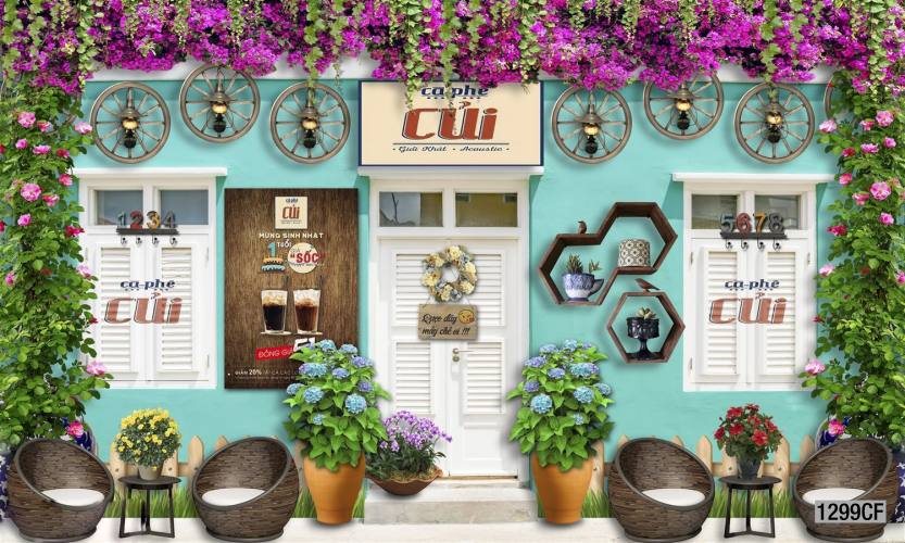  Tranh dán tường CAFE Phố Xưa,  - Tranh tường chất lượng cao