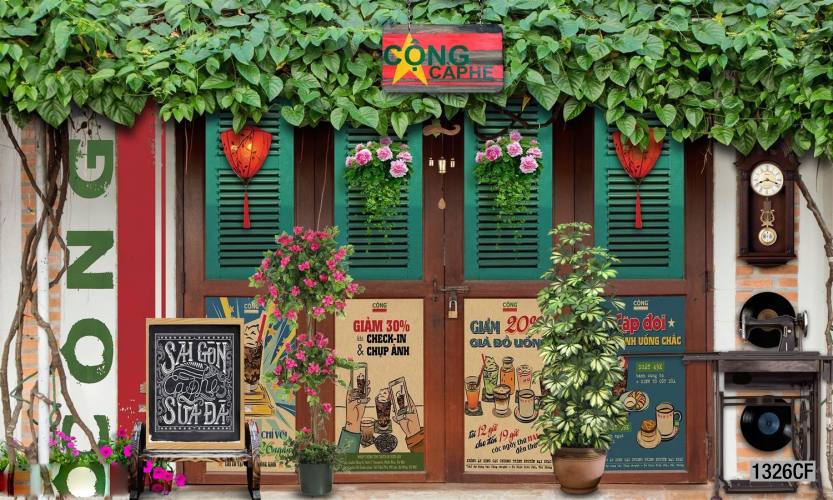  Tranh dán tường CAFE Phố Xưa,  - Tranh tường chất lượng cao