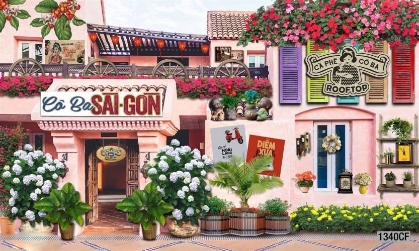  Tranh dán tường CAFE Phố Xưa,  - Tranh tường chất lượng cao