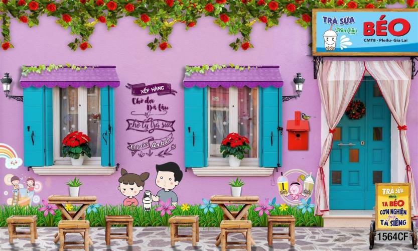 Tranh dán tường CAFE Phố Xưa - Tranh tường chất lượng cao