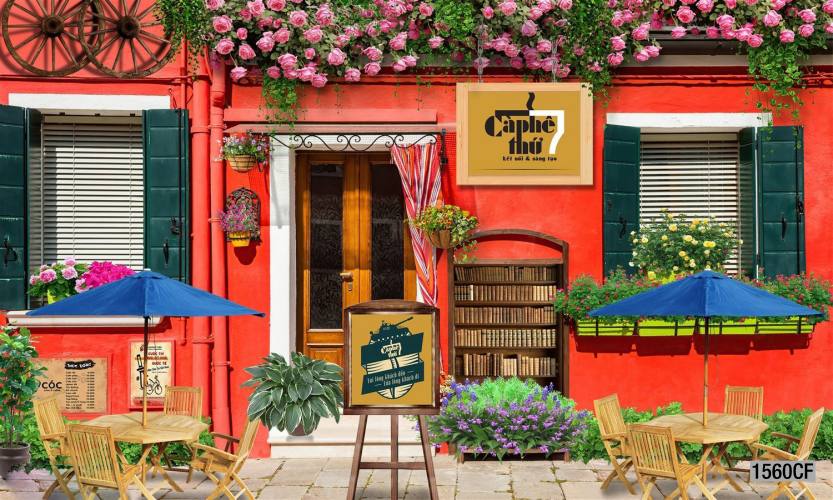 Tranh dán tường CAFE Phố Xưa - Tranh tường chất lượng cao