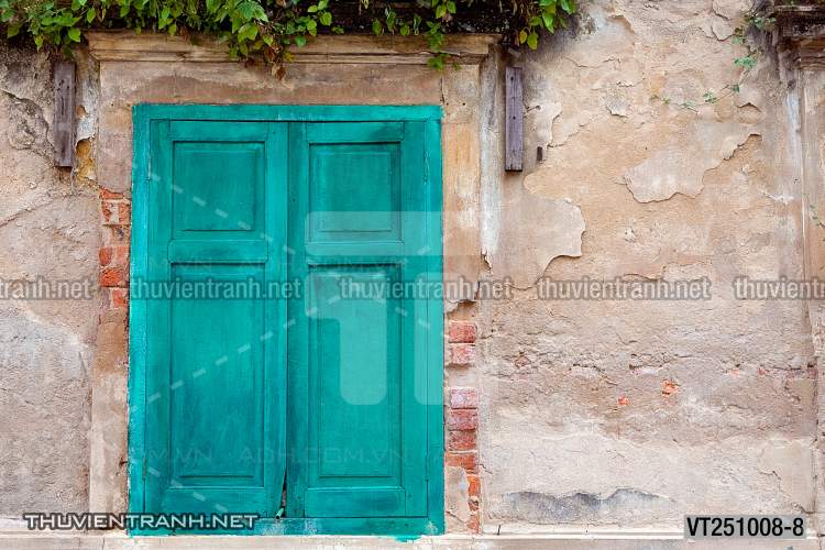 Tranh dán tường phố xưa, quán cà phê Vintage, bức tường hoa lá xinh - Tranh tường chất lượng cao