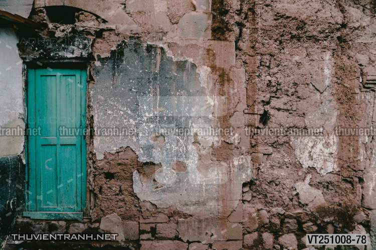  Tranh dán tường phố xưa, quán cà phê Vintage, bức tường hoa lá xinh - Tranh tường chất lượng cao
