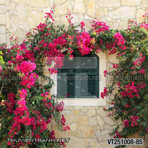  Tranh dán tường phố xưa, quán cà phê Vintage, bức tường hoa lá xinh - Tranh tường chất lượng cao
