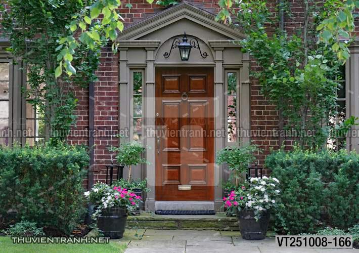 Tranh dán tường phố xưa, quán cà phê Vintage, bức tường hoa lá xinh - Tranh tường chất lượng cao