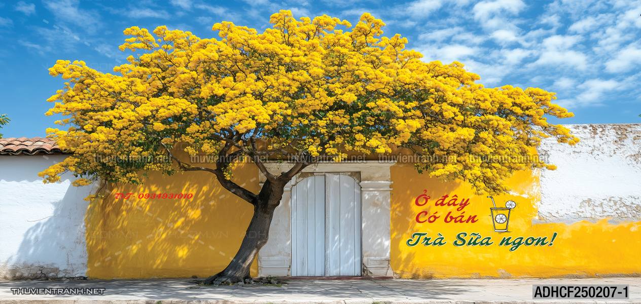  Tranh dán tường ngôi nhà xinh mộng mơ,  cửa nhà hoa leo  - Tranh tường chất lượng cao